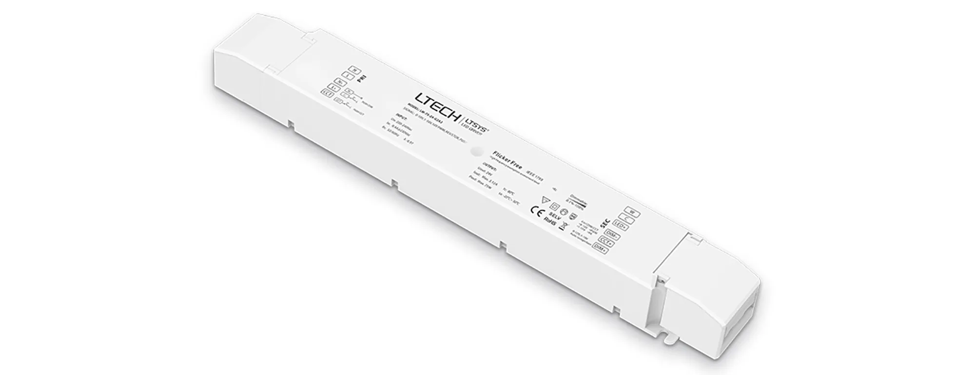 0-10V/1-10V/10V PWM/RX/Push DIM/CT, 0-100% Dim, CV 75W 24Vdc 3.12A, 200-240Vac,IP20, 5yrs Warranty.